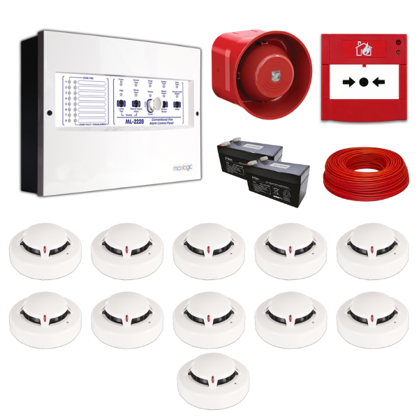 Mavigard Maxlogic 11’li Konvansiyonel Yangın Alarm Seti 100 Metre Kablo Dahil