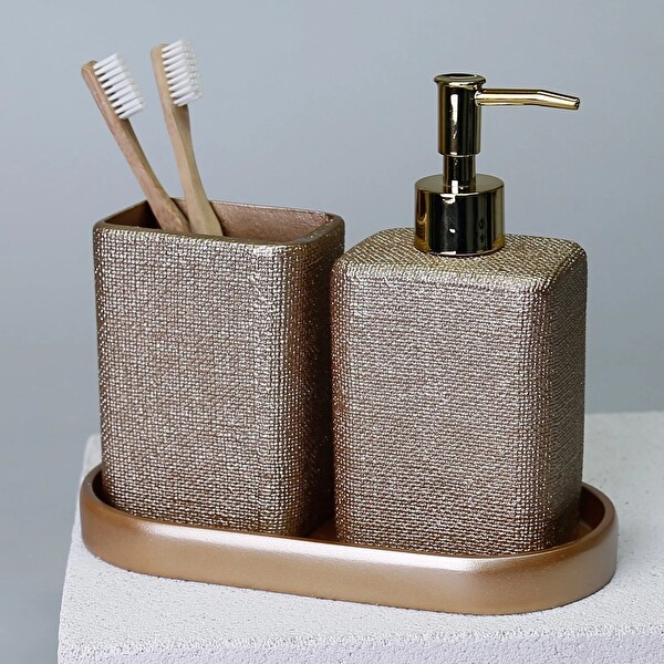 By Selim Linen Vizon 5 Parça Polyester Banyo Seti