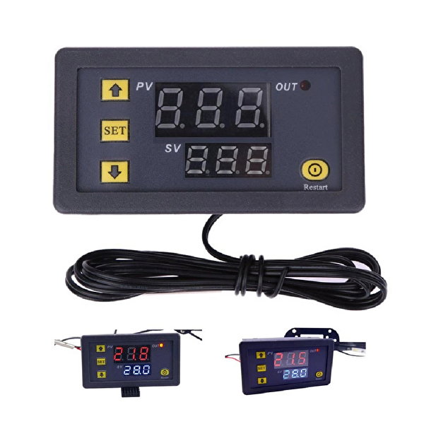 Aek-Tech Dijital Sıcaklık Kontrol Termostatı Çift Ekranlı 12V