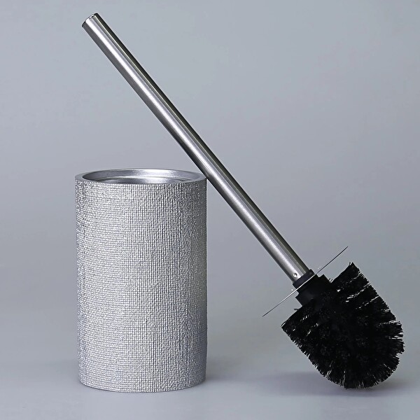 By Selim Linen Gümüş 5 Parça Polyester Banyo Seti