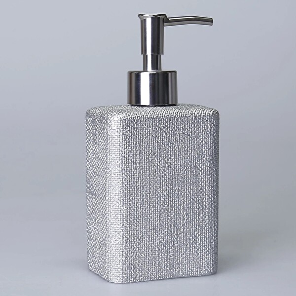 By Selim Linen Gümüş 5 Parça Polyester Banyo Seti