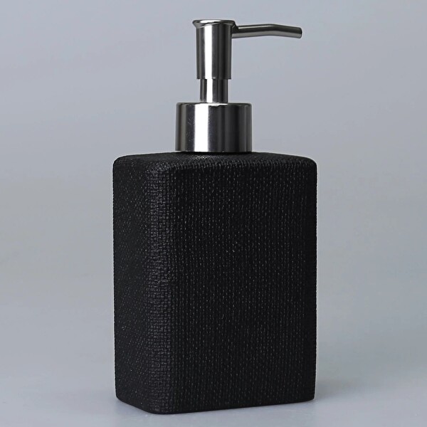 By Selim Linen Siyah 5 Parça Polyester Banyo Seti