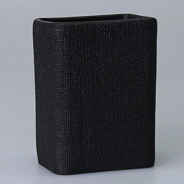 By Selim Linen Siyah 5 Parça Polyester Banyo Seti