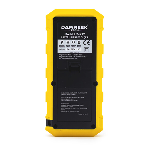 Dawreek Mesafe Ölçer H01 Yellow 80 Metre Dijital El Tipi Mesafe Ölçüm Cihazı