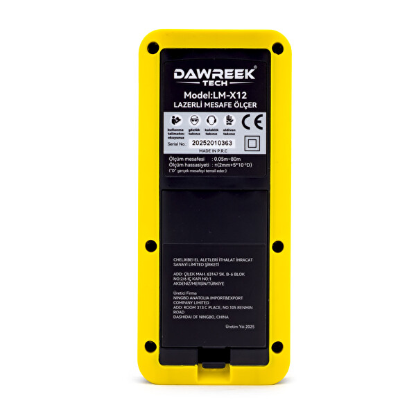 Dawreek Mesafe Ölçer E40 Yellow 80 Metre Dijital El Tipi Mesafe Ölçüm Cihazı