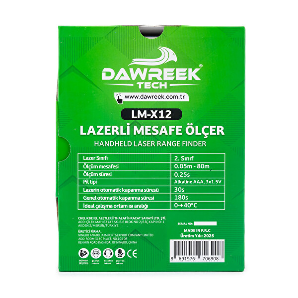 Dawreek Mesafe Ölçer E40 Green 80 Metre Dijital El Tipi Mesafe Ölçüm Cihazı