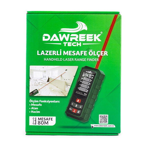 Dawreek Mesafe Ölçer H01 Green 80 Metre Dijital El Tipi Mesafe Ölçüm Cihazı