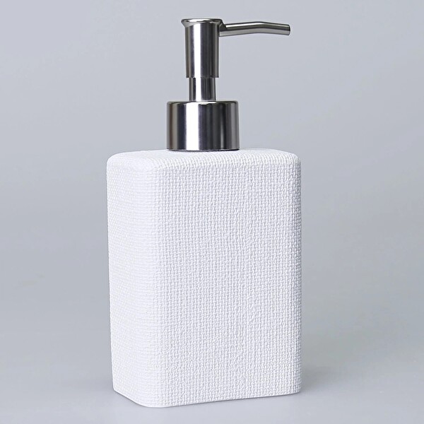 By Selim Linen Beyaz 5 Parça Polyester Banyo Seti