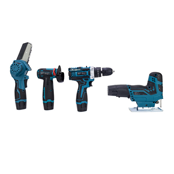 Dawreek Dörtlü Set MKY Mini Testere - Avuç Taşlama - Akülü Vidalama - Dekupaj