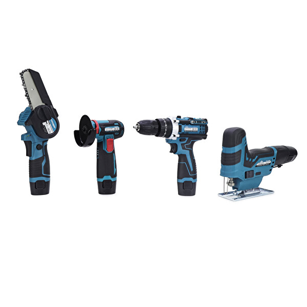 Dawreek Dörtlü Set MKY Mini Testere - Avuç Taşlama - Akülü Vidalama - Dekupaj