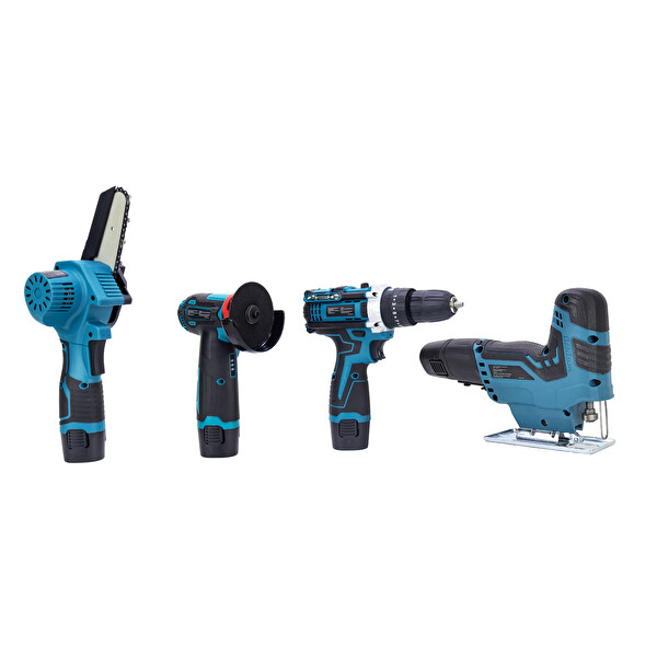 Dawreek Dörtlü Set MKY Mini Testere - Avuç Taşlama - Akülü Vidalama - Dekupaj