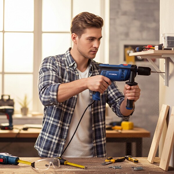 Hyundai HP710 Darbeli Matkap 710W 13 MM Mandren Beton Ahşap Metal Uyumlu