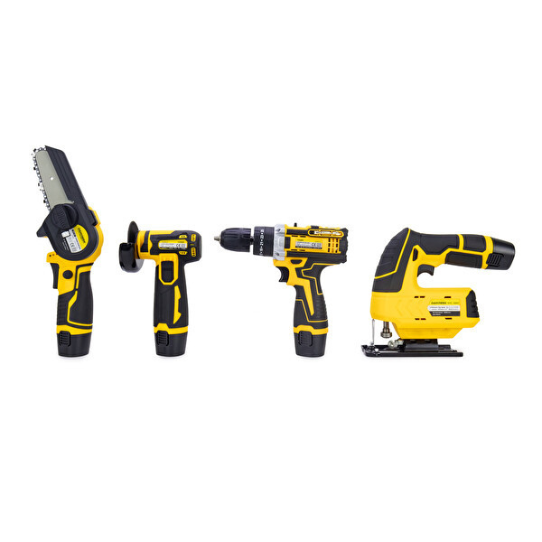 Dawreek Dörtlü Set DW Mini Testere - Avuç Taşlama - Akülü Vidalama - Dekupaj