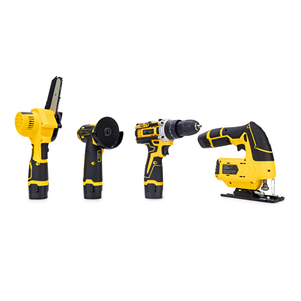 Dawreek Dörtlü Set DW Mini Testere - Avuç Taşlama - Akülü Vidalama - Dekupaj