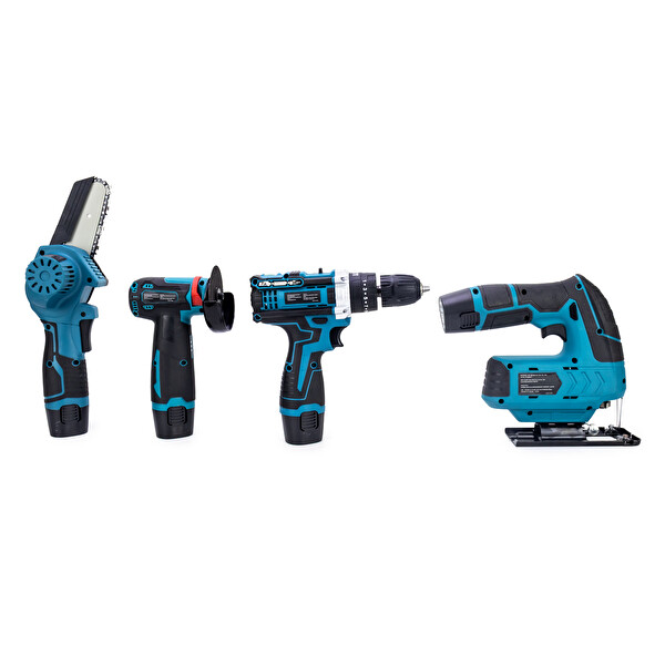 Dawreek Dörtlü Set MK Mini Testere - Avuç Taşlama - Akülü Vidalama - Dekupaj