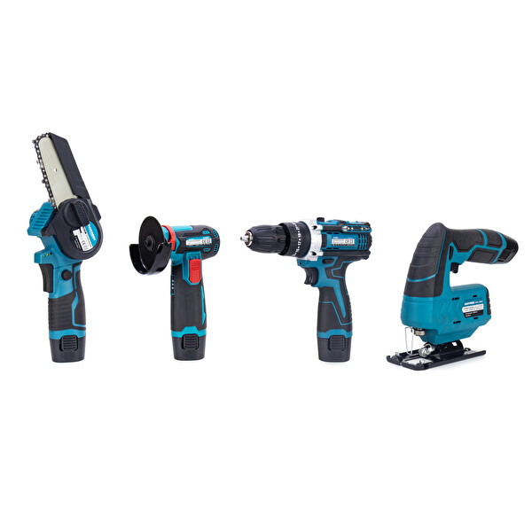 Dawreek Dörtlü Set MK Mini Testere - Avuç Taşlama - Akülü Vidalama - Dekupaj