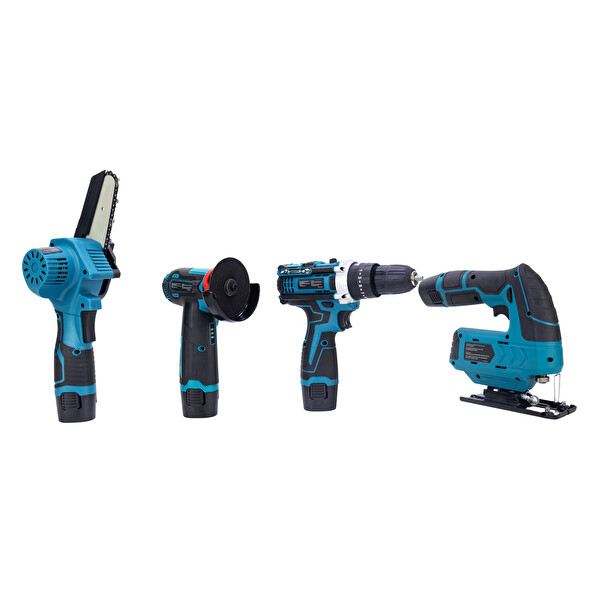 Dawreek Dörtlü Set MK Mini Testere - Avuç Taşlama - Akülü Vidalama - Dekupaj