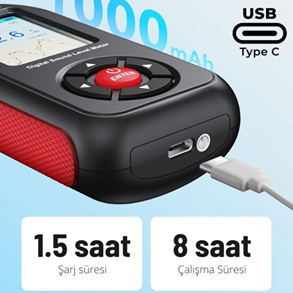 Benetech GT1355B Renkli Ekranlı Kayıt Yapabilen Ses Ölçer