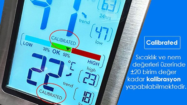 TFA Exacto Kalibre Edilebilir Mıknatıslı Sıcaklık ve Nem Ölçer Ekran Aydınlatmalı