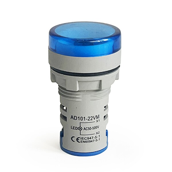 Aek-Tech Mini Dijital Voltmetre 22MM AC 60-500V LED Mavi Işık