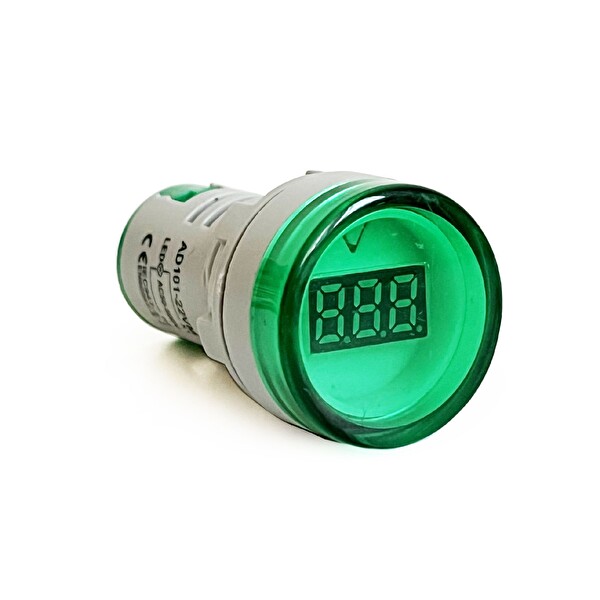 Aek-Tech Mini Dijital Voltmetre 22 MM AC 60-500V LED Yeşil Işık