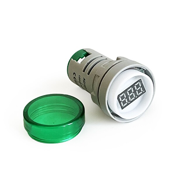 Aek-Tech Mini Dijital Voltmetre 22 MM AC 60-500V LED Yeşil Işık