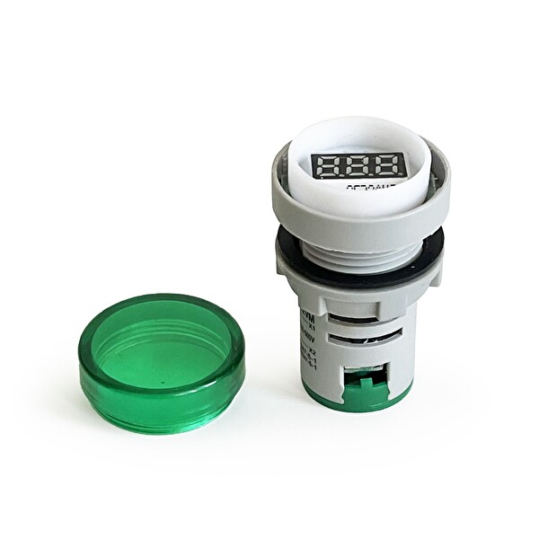 Aek-Tech Mini Dijital Voltmetre 22 MM AC 60-500V LED Yeşil Işık
