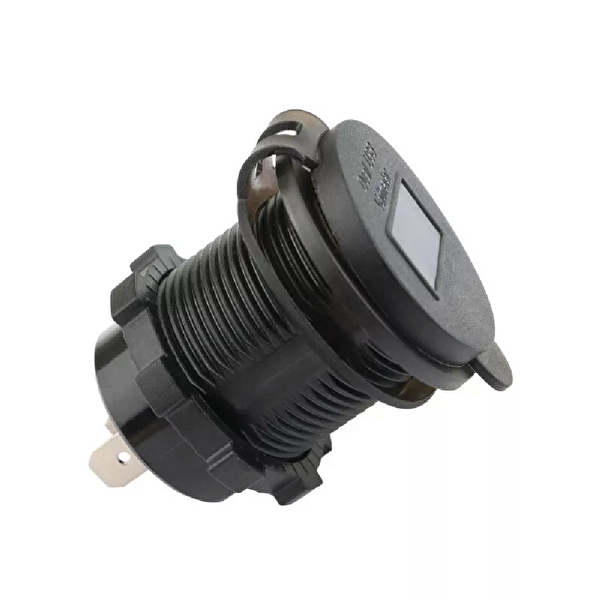 Aek-Tech Voltmetreli USB Portu 4.2A 12V 24V Mavi Led Işıklı