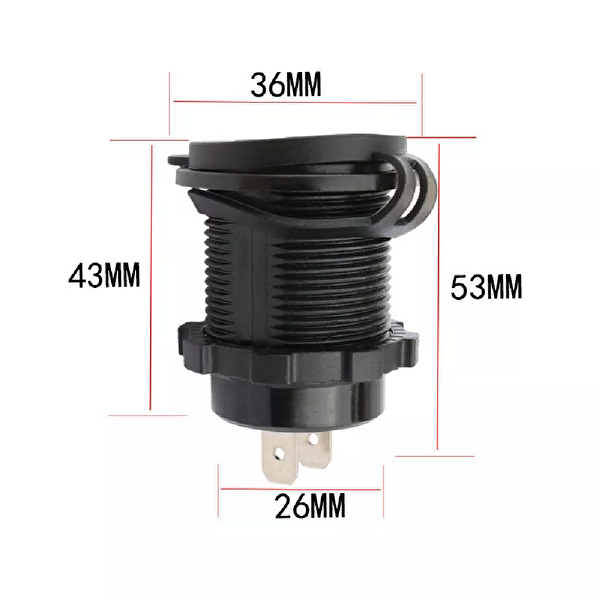 Aek-Tech Voltmetreli USB Portu 4.2A 12V 24V Mavi Led Işıklı