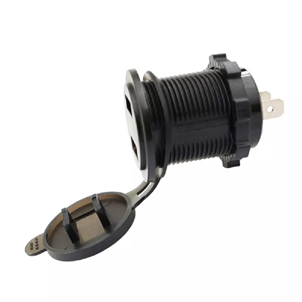 Aek-Tech Voltmetreli USB Portu 4.2A 12V 24V Mavi Led Işıklı