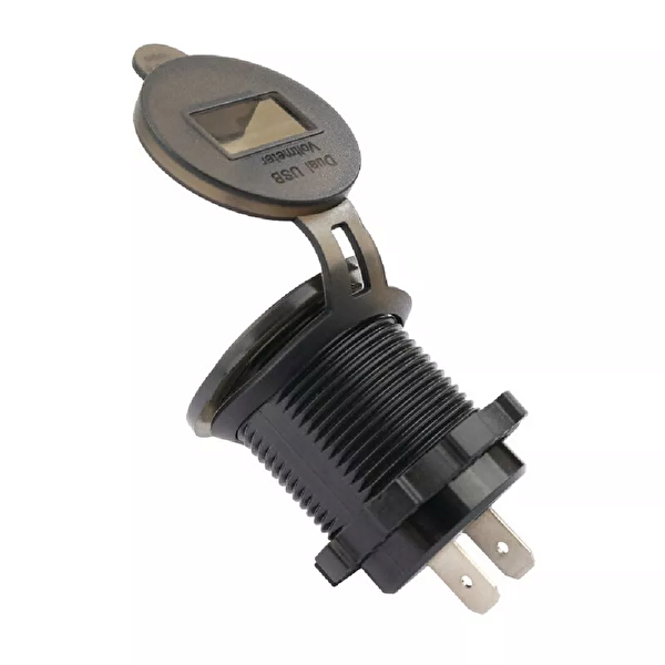 Aek-Tech Voltmetreli USB Portu 4.2A 12V 24V Mavi Led Işıklı