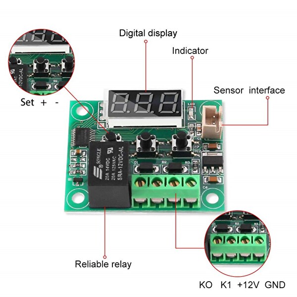 Aek-Tech DC 12V Mini Termostat Sıcaklık Kontrol Devresi -50-110C
