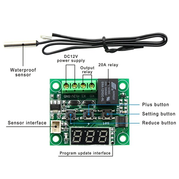 Aek-Tech DC 12V Mini Termostat Sıcaklık Kontrol Devresi -50-110C