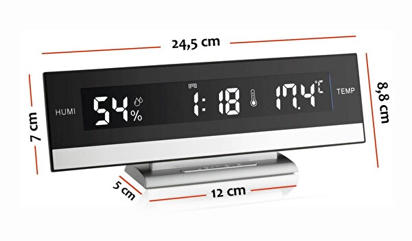 TFA 60.2011TFA Masaüstü LED Alarmlı Nem Ölçerli Termometre Saat