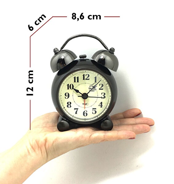 TFA 60.1014 Retro Analog Ekran Elektronik Alarmlı Sessiz Akar Saat Siyah