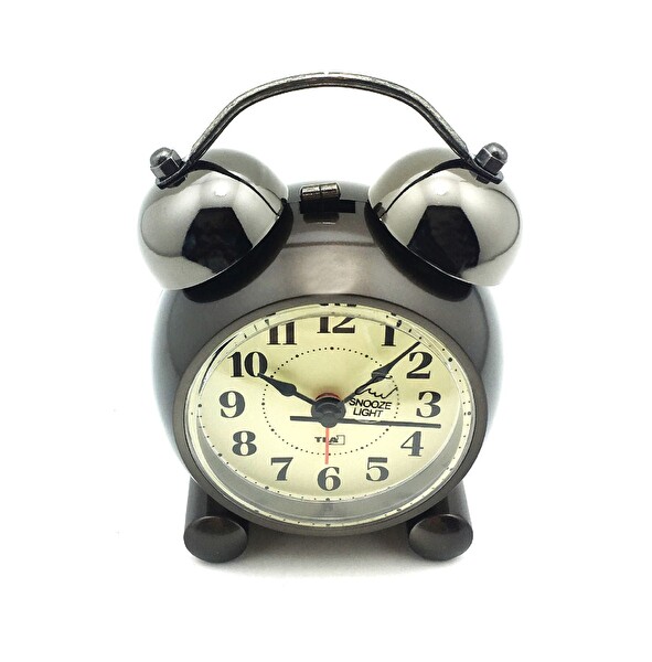 TFA 60.1014 Retro Analog Ekran Elektronik Alarmlı Sessiz Akar Saat Siyah