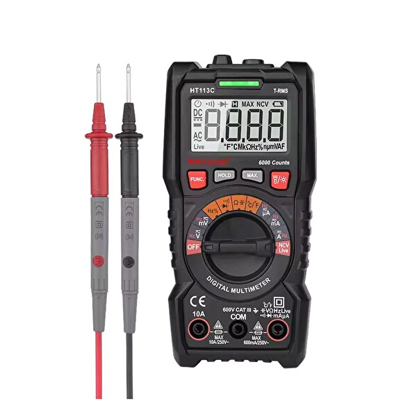 Mayilon HT113C Ekran Aydınlatmalı Auto Range 600V 10A AC-DC Dijital Profesyonel Multimetre