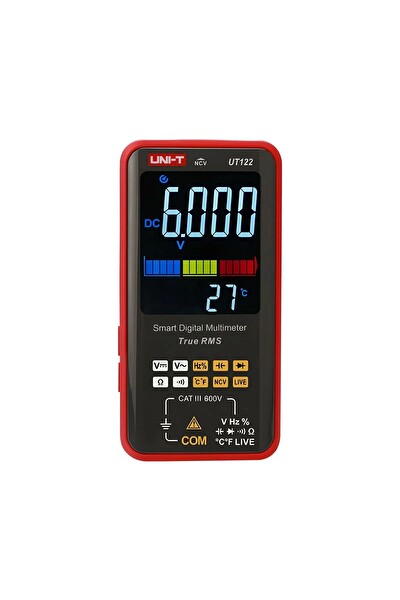 UNIT UT122 Şarjlı Akıllı Dijital Multimetre TrueRMS Otomatik Ölçüm Geril Frekans Çift Ekran Ncv Live