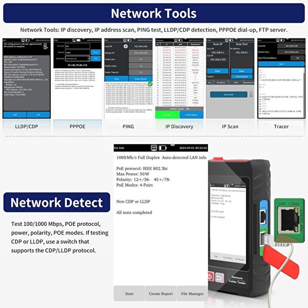 Novacom LT-600S RJ45 Poe Uyumlu Çok Fonksiyonlu Kablo Test Cihazı