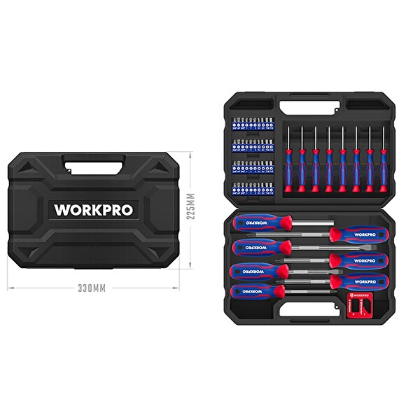 Workpro WP200518 56 Parça CR-V Manyetik Profesyonel Tornavida - Bits Uç Seti