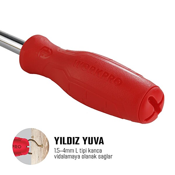 Workpro WP221066 6-IN-1 Çok Fonksiyonlu Değişken Uçlu Profesyonel Tornavida Seti