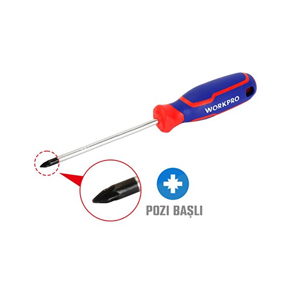 Workpro WP221035 PZ0x75 MM CR-V Manyetik Profesyonel Yıldız Tornavida