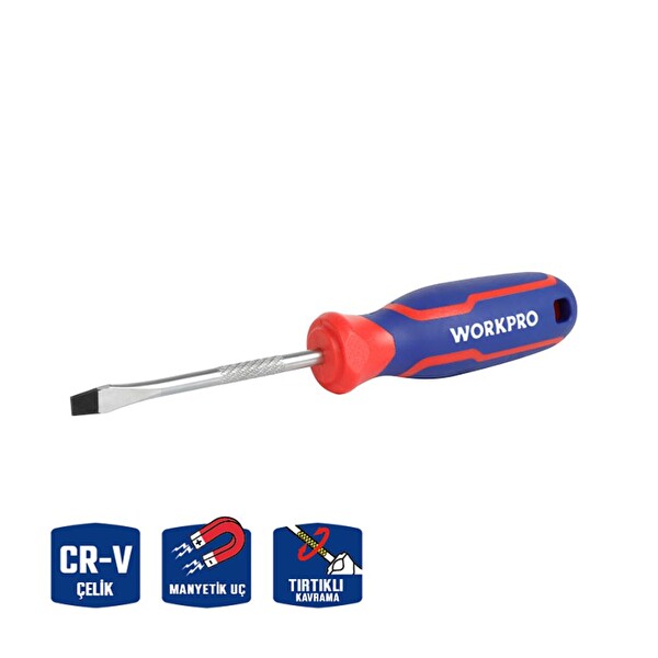 Workpro WP221016 5.5x100 MM CR-V Manyetik Profesyonel Düz Tornavida