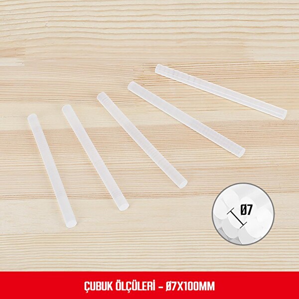 Workpro WP432001 7x100 MMSıcak Silikon Tabancası İçin 100 Adet Şeffaf Yedek Silikon-Mum