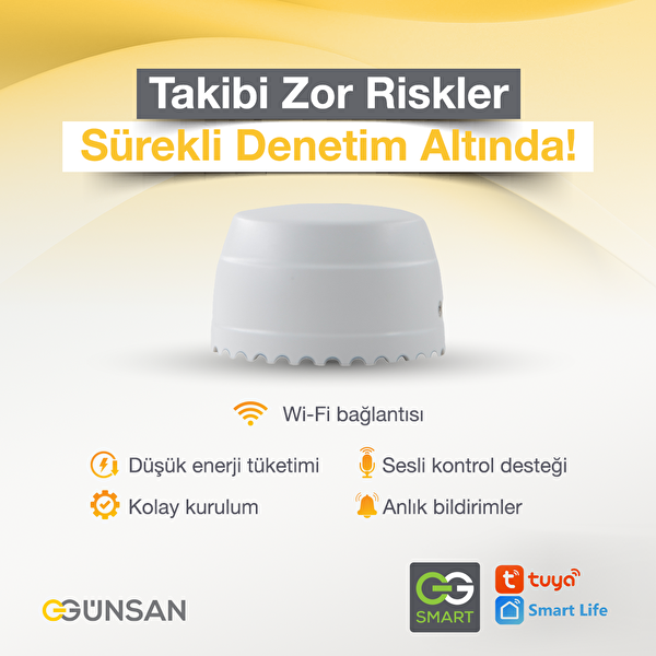 Günsan Tuya & Smart Life Uyumlu Akıllı Wifi Su Kaçağı Dedektörü - Zemin