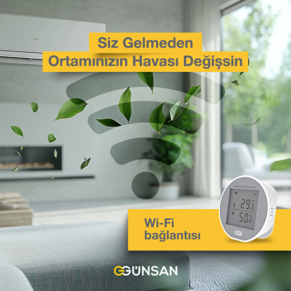 Günsan Tuya - Smart Life Uyumlu Akıllı Wifi Sıcaklık ve Nem Sensörü