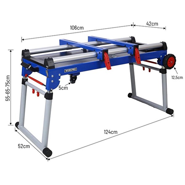 Workpro WP289020 150 KG 4’ü 1 Arada Tekerlekli Çok Amaçlı Profesyonel Çalışma Tezgâhı