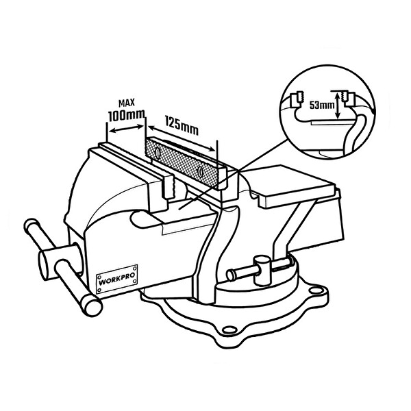 Workpro WP233006 125 MM 360 Döner Tabanlı Örslü Profesyonel Tezgâh Mengene