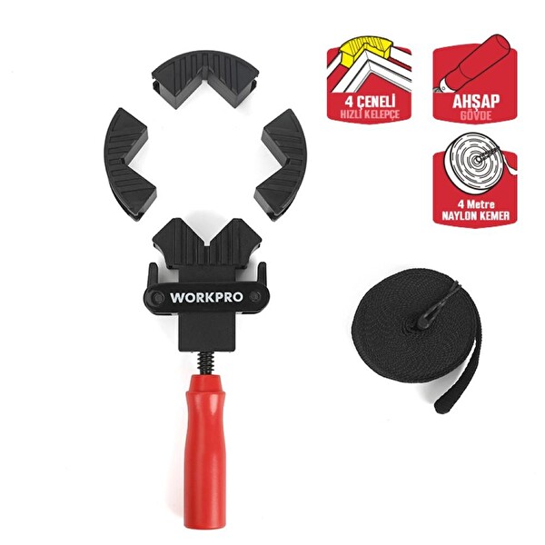 Workpro WP232044 4 M Ayarlanabilir Bant Tipi Dört Köşeli Profesyonel İşkence