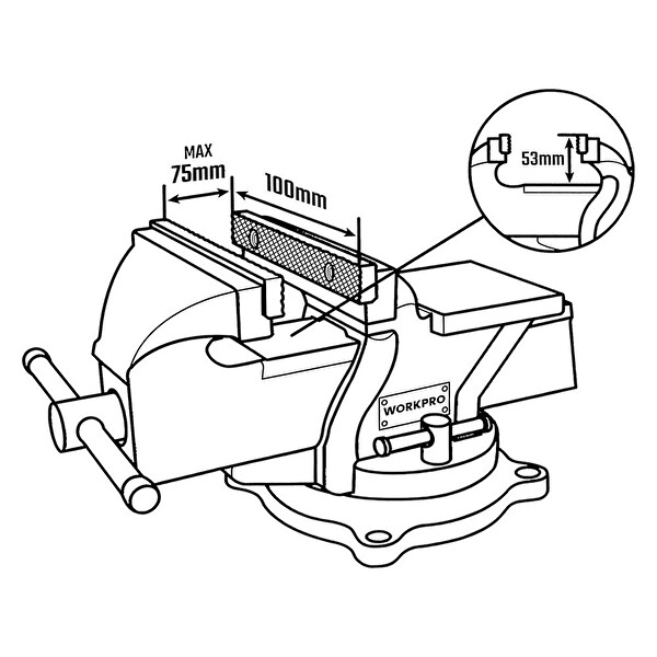 Workpro WP233005 100 MM - 360 Döner Tabanlı Örslü Profesyonel Tezgâh Mengene
